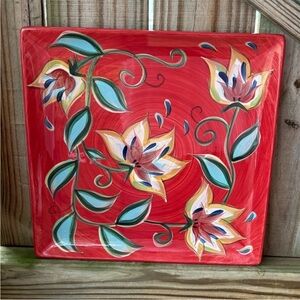 Southern Living at Home Red Bountiful Gail Pittman hand-painted platter